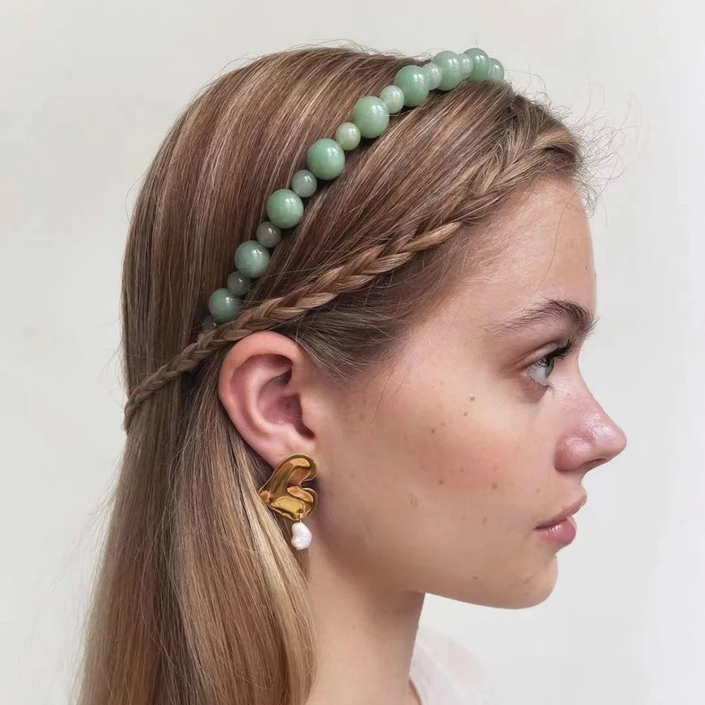 Diadema de perlas con cuentas de plástico para mujeres y niñas, accesorios para el cabello para adultos, joyería para el cabello