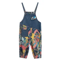 Streetwear Y2K Patchwork Printing Denim Jumpsuit Women Loose Wide Leg Dungarees Baggy Pants Rompers Spring Summer Jeans Overalls - Image 3