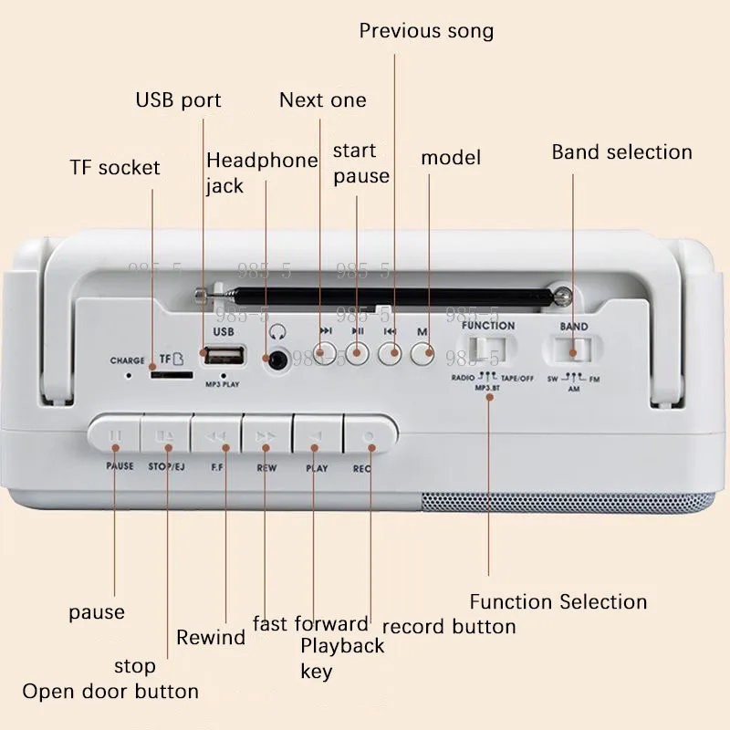 Old-Fashioned Cassette Player Rechargeable Pointer Type Recorder Bluetooth Recording High Volume Card Insertion