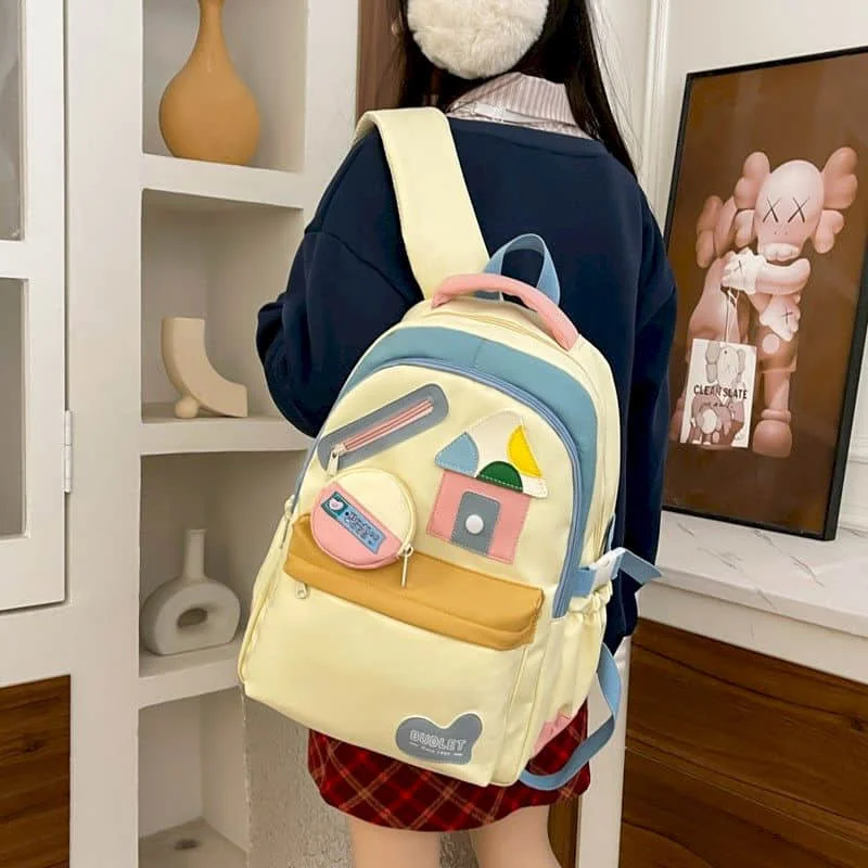 حقائب ظهر Kawaii شخصية على الطراز الكوري للفتيات الجميلات من النايلون حقائب مدرسية للطلاب متعددة الاستخدامات حقائب سفر عالية السعة #4