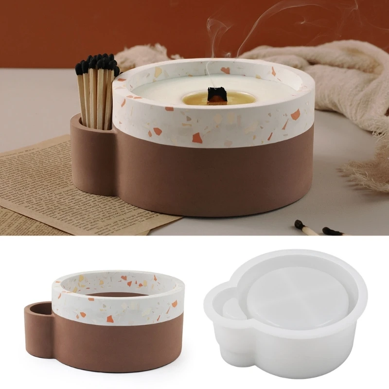 Round Mirror Holder Resin Molds Tray Silicone Molds for Resin Epoxy Casting Mold for DIY Candlestick Jewelry