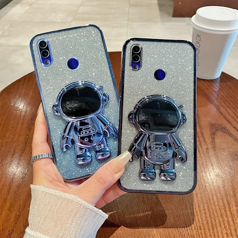 

For Redmi Note7 Phone Case Redmi Note7 Case Plating Gradient Glitter Astronaut Holder Cover Redmi Note7 Back Cover Redmi NOTE 7