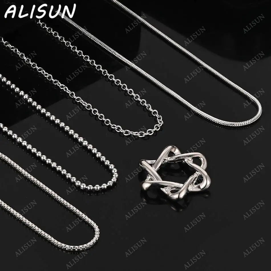 

ALISUN 40-75cm 925 Sterling Silver Six Stars Pendant Necklace Chain For Woman Man Fashion Charm Jewelry Christmas Gifts