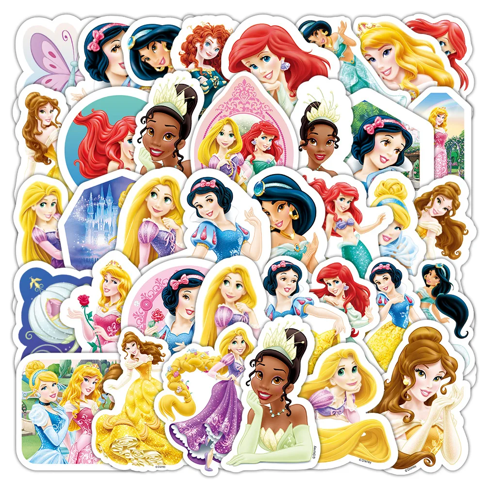 2024 New 50pcs Genuine Disney Frozen Mickey Mouse Princess Mobile Phone Case Water Cup Laser Waterproof Children's Sticker