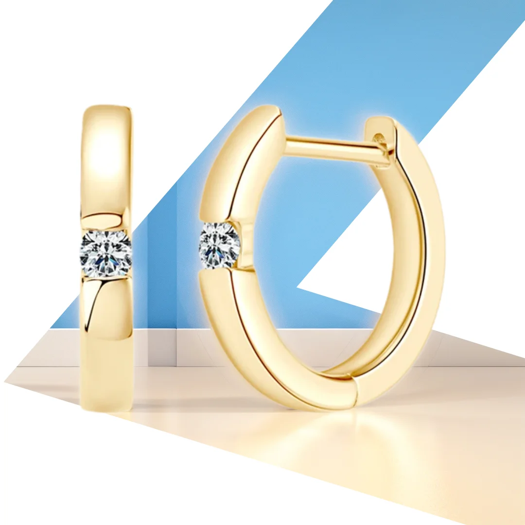 

Серьги-кольца из серебра 2,5 пробы с муассанитом, 925 мм