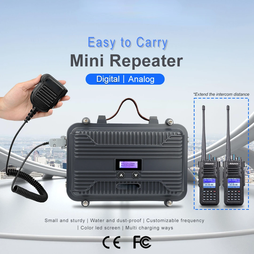 Portable Signal Booster Amplifier UHF VHF Power Divider Frequency Repeater For Walkie Talkie