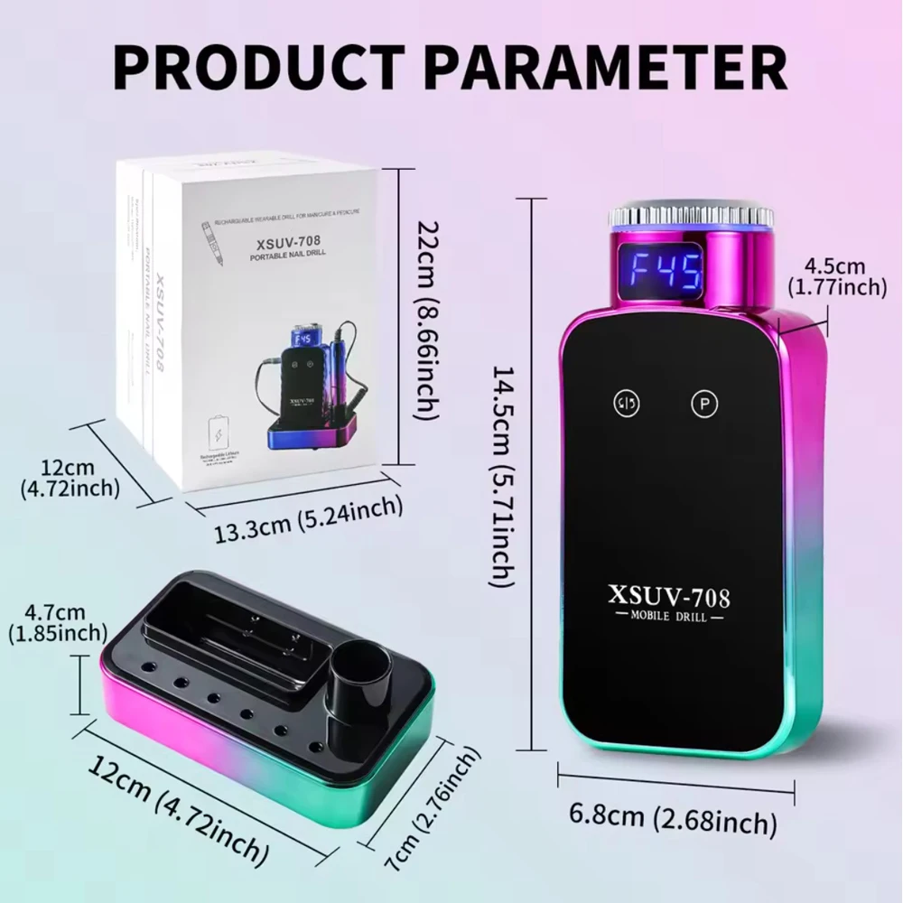 ماكينة حفر الأظافر 45000 دورة في الدقيقة مع قاعدة شحن ملف كهربائي محمول لمجموعة أظافر جل طلاء الأظافر ساندر مانيكير #5