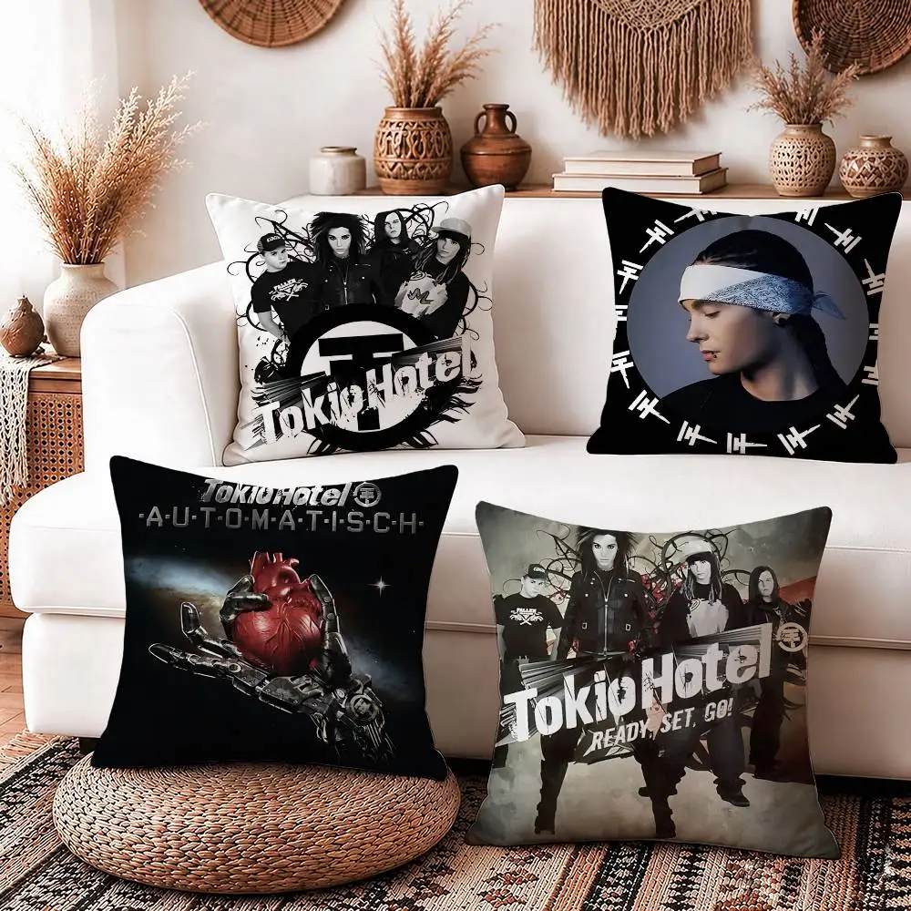 Pop-Rock TH-Tokio Hotel Square Sofa Pillow Cover Solid Color Living Room Home Decor Cushion Case