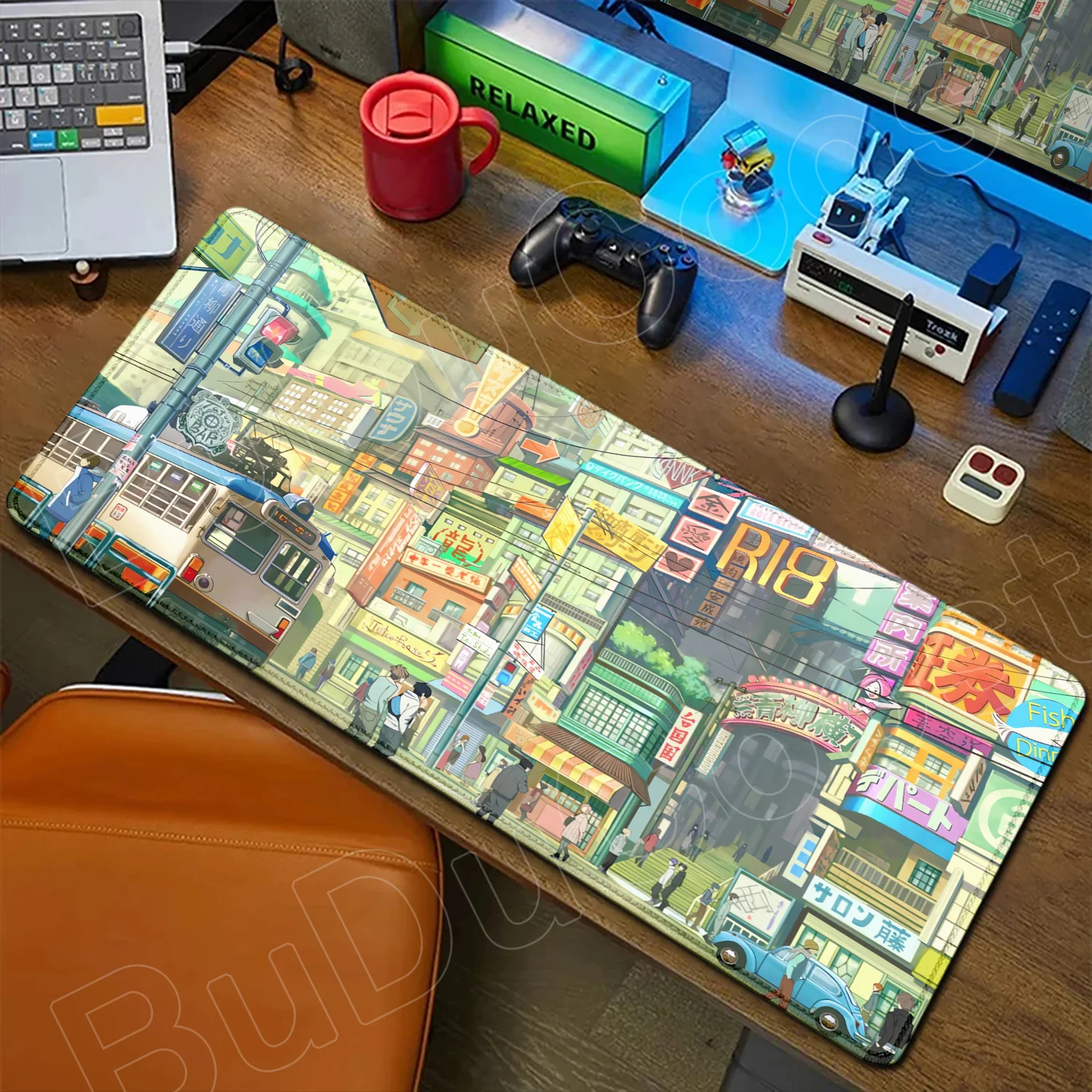 

New HD Japan Pixel Street Mouse Pad Non-slip Rubber Computer Desk Mat Anime Mouse Mats Large Deskpad Cute Rubber Gaming Mousepad