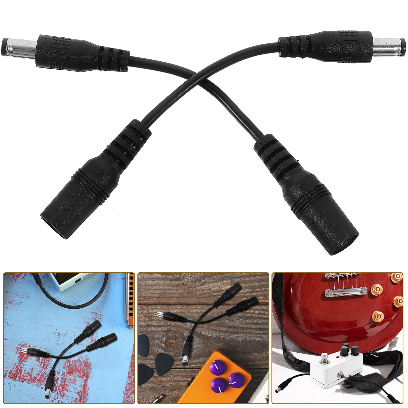 2 szt. Kabel przejściowy polaryzacji efektora do instrumentów muzycznych, wytrzymały przewód zasilający audio, akcesorium do konwertera instrumentów
