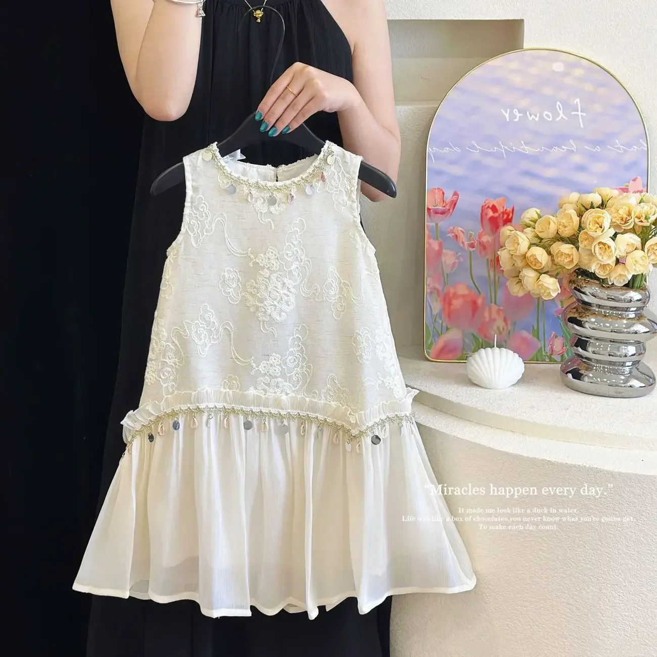 Girls' Dress Summer 2026 New Style Children's High End Ethnic Style Princess Dress Bohemian Tank Top Skirt