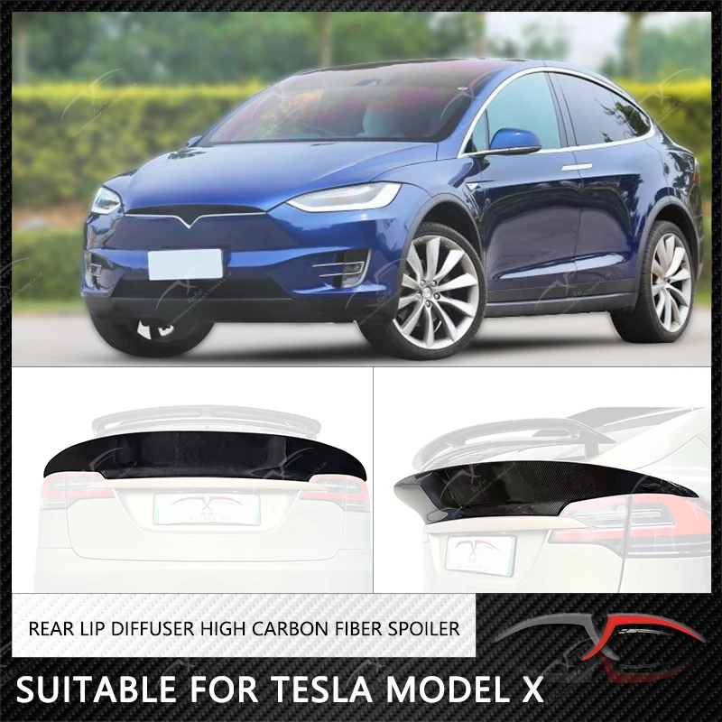 Suitable for all Tesla Model X models, carbon fiber car tail wing fixed wing rear cover spoiler decoration