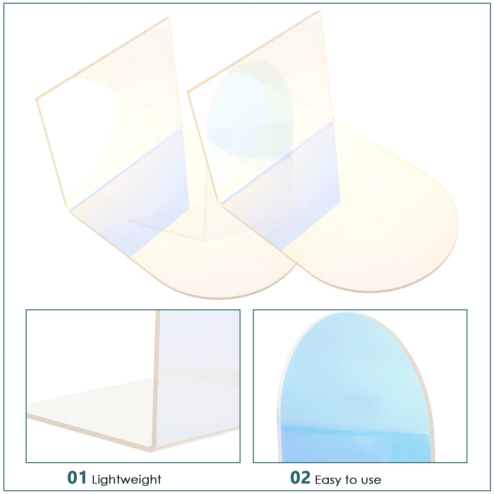 

L-Shaped Bookends Acrylic Transparent Sturdy Study Desk Organizer Book Holder Storage Display Stand Multi-Function