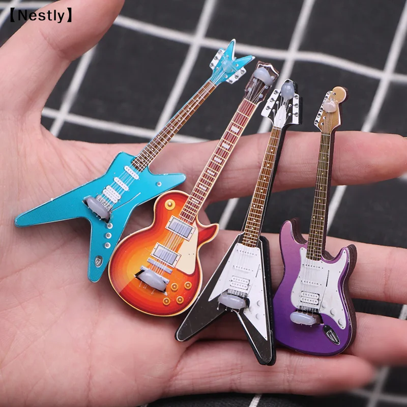 Doll House Mini Simulation Electric Guitar Popular Guitar Miniature Scene  Props Match Model Accessories〔Nest〕
