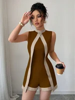 Elegant Women's Bodycon Jumpsuit, Sleeveless Backless Design, High Waist Ruched Detailing, Perfect for Parties & Events