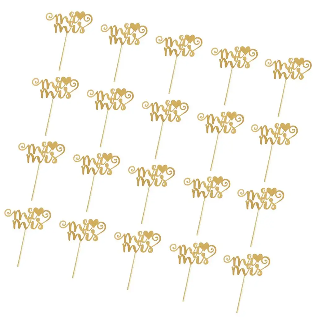 طقم ورق لامع لكعكة الزفاف ، 20 قطعة/المجموعة ، mr & mrs ، heart ، كب كيك ، ديكور ، حفلة ، ملحقات الذكرى السنوية #4