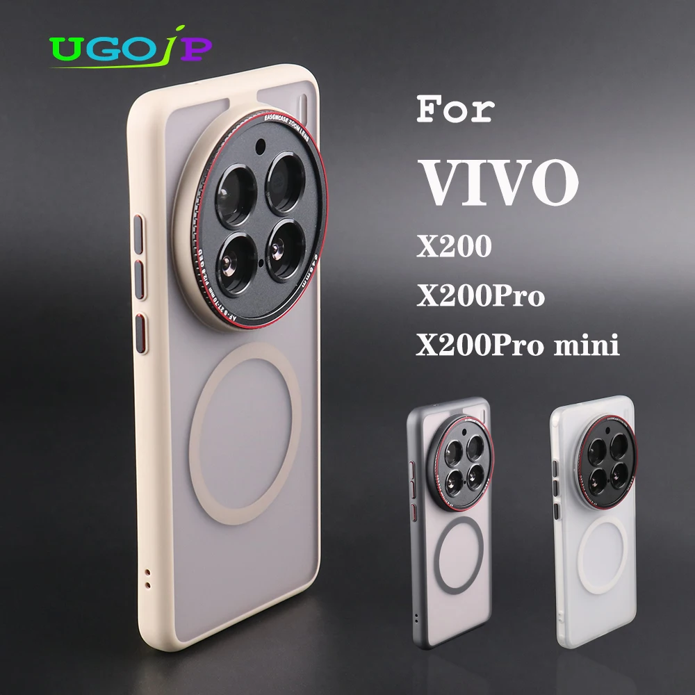 

UGOjP для VIVO X200 Pro X200 Pro mini X200 Матовый чехол для телефона Защита объектива камеры MagSafe Магнитная матовая защитная задняя крышка для ПК