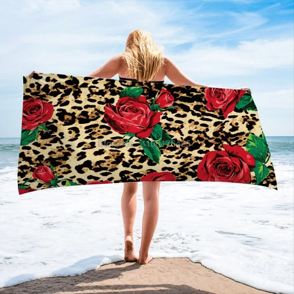 Sexy HotLeopard Print Soft Beach Towel Sand Free Pool Blanket Thin Quick Fast Dry Absorbent Lightweight Bath Towels