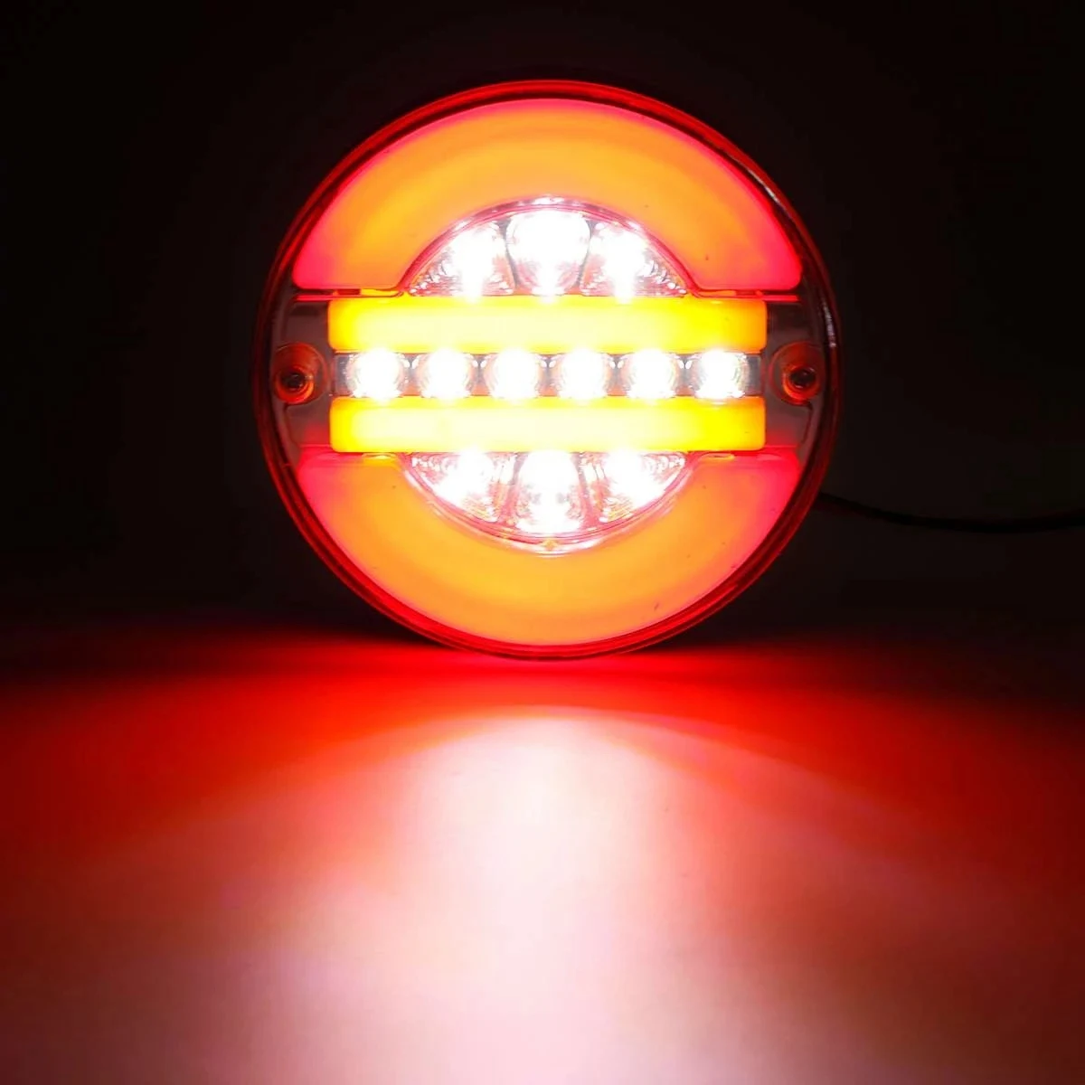 A64P-4 Inch Trailer Dynamic Tail Light 24V LED Truck Brake Light LED Round Water Hamburger For Cars, Boats, Buses, Caravans