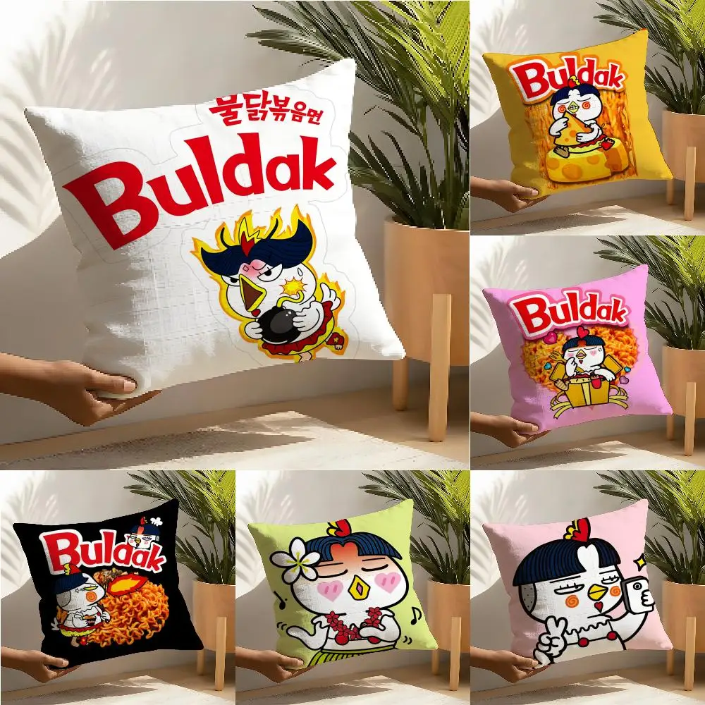 Funda de almohada de lino Kwaii Anime B-Buldak R-RameSn, funda de cojín decorativa para sofá y hogar.