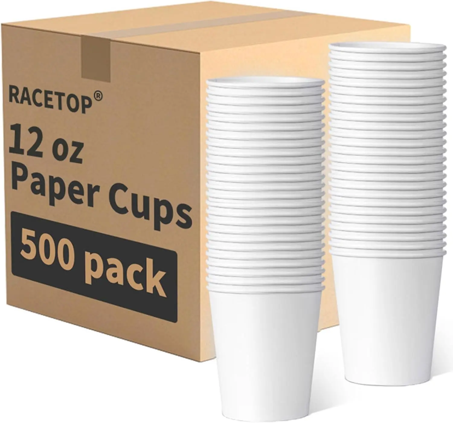 

12 oz Disposable Paper Coffee Cups, Ideal for Hot Drinks, White - 500 Pack