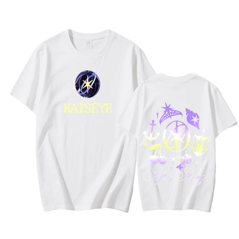 KATSEYE 2025 جديد تي شيرت 100% القطن الهيب هوب بلايز كم الذكور الطباعة فاسق تي شيرت القوطية الشارع الشهير عالية الجودة O-neckTops