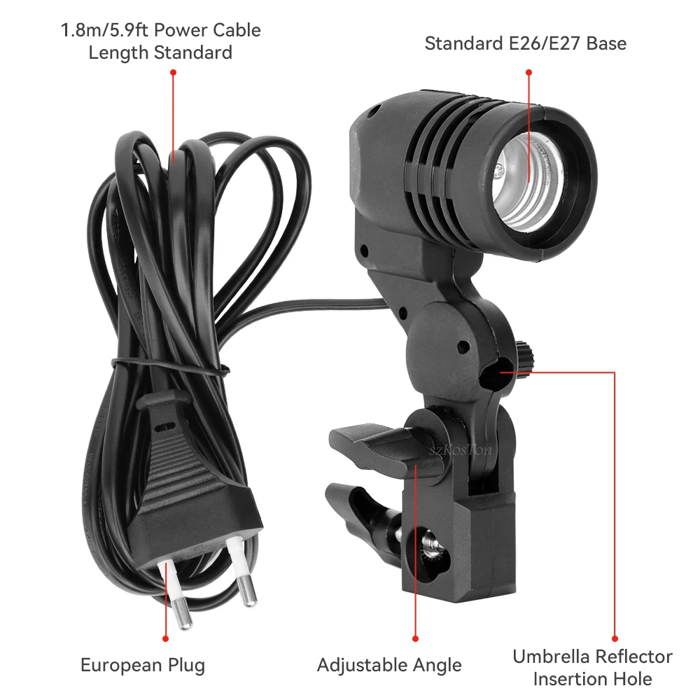 Adaptador de soporte de bombilla para lámpara fotográfica, Base de luz de relleno de estudio fotográfico, E27, 2 uds./1 ud.