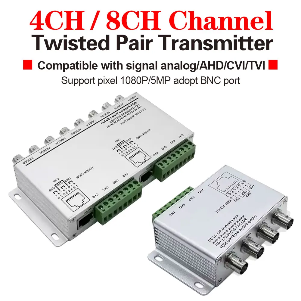 cctv video passivo balun ou canais rj45 utp twisted pair cabo saida bnc para ahd cvt tvi 5mp 2mp camera 01