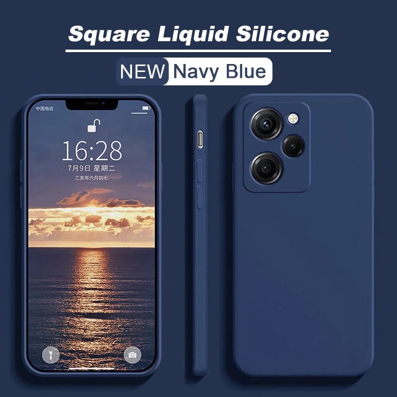 Original Square Liquid Silicone Case For Xiaomi Poco X5 Pocox5 Poco X5pro X 5 Pro 5G Shockproof Cover For Poco X5 Pro Phone Case