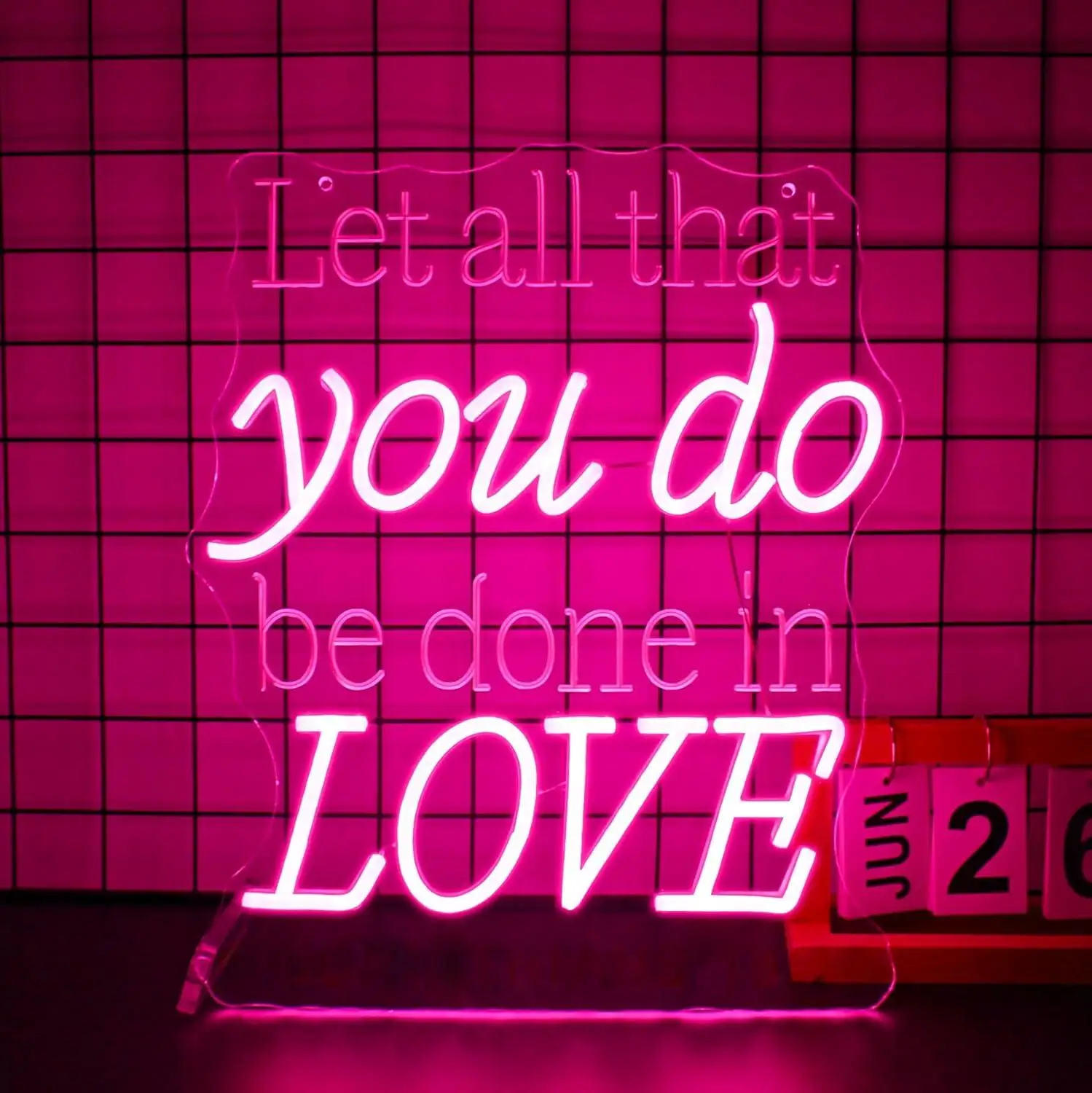 Let All That You Do Be Done in Love Neon Signs for Bedroom Living Room Bar Tiki Party Decoration Room Accessories Wall Decor