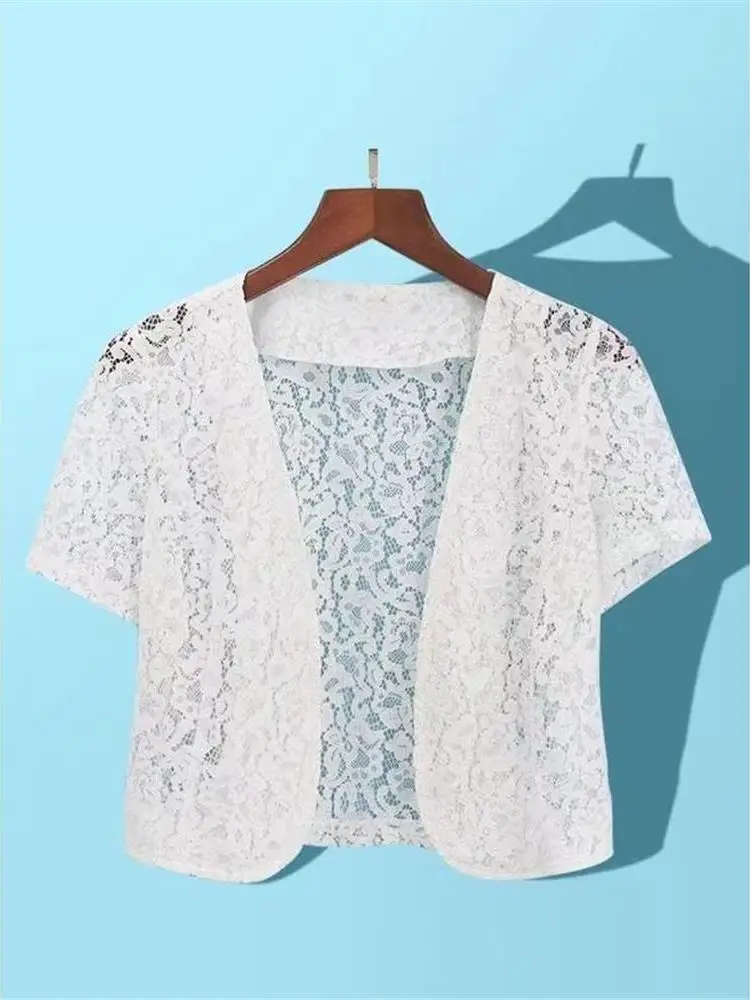 

ort Lace Open Cardigan Women's Spring Summer Versatile Thin oulder Pad Matching Strap Dres Outerwear 2025 Faion