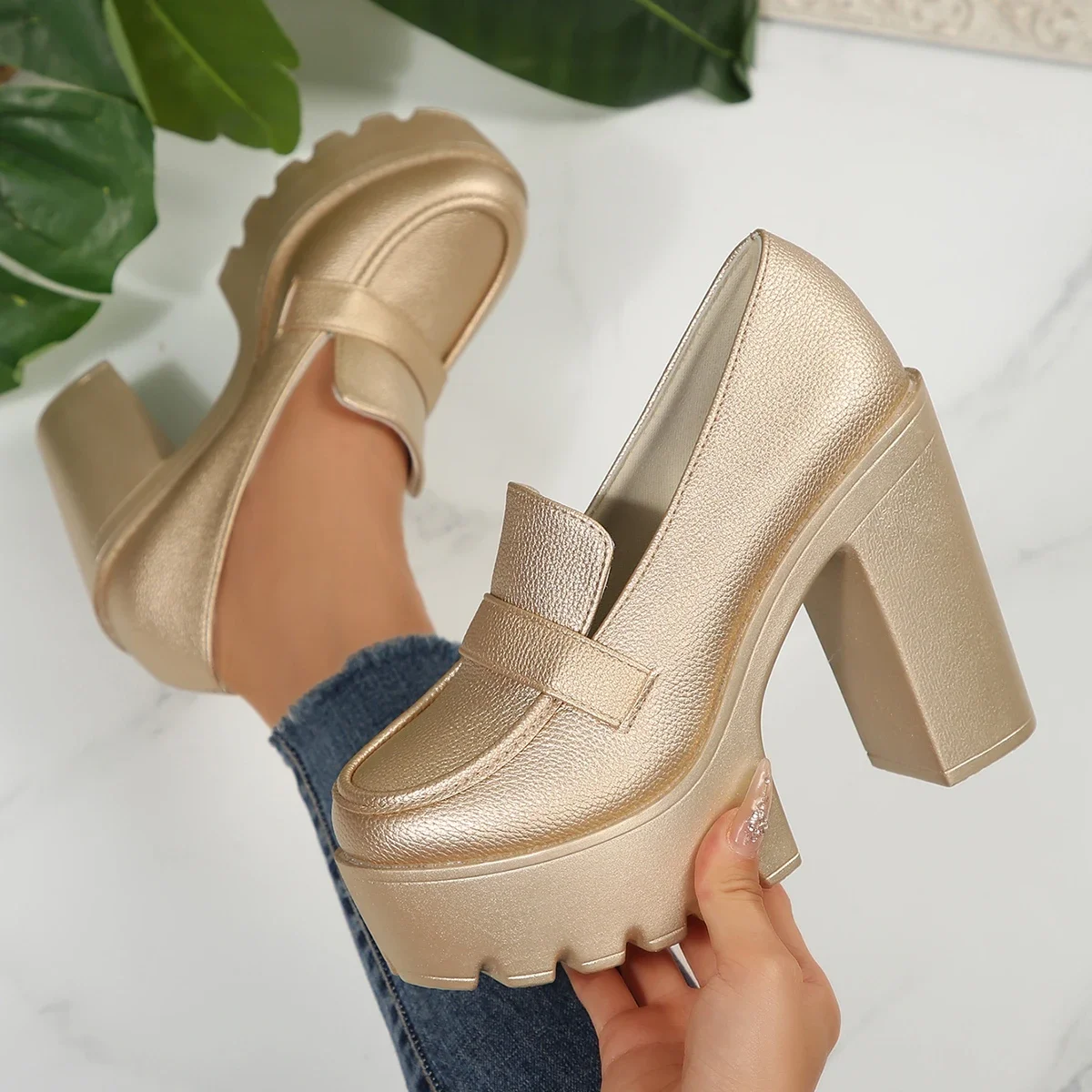 

Women Pumps Spring Patent Leather Platform Heels Woman Gothic Chunky High Heels Shoes for Women Thick Heeled Jk Lolita Shoes