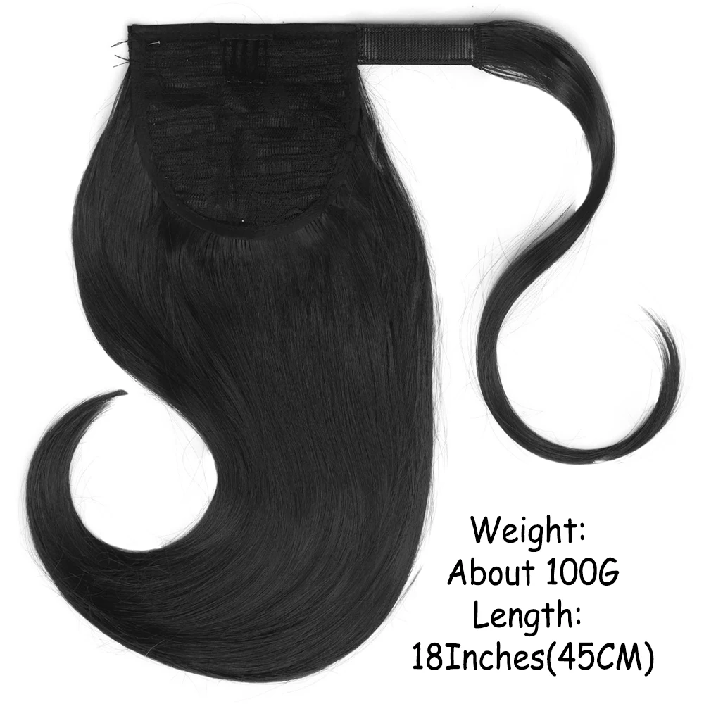 Synthetic Bounce Wrap Around Ponytail Clip In Hair 45cm Straight Hairpiece Short Heat Resistant Hair Extensions For Women