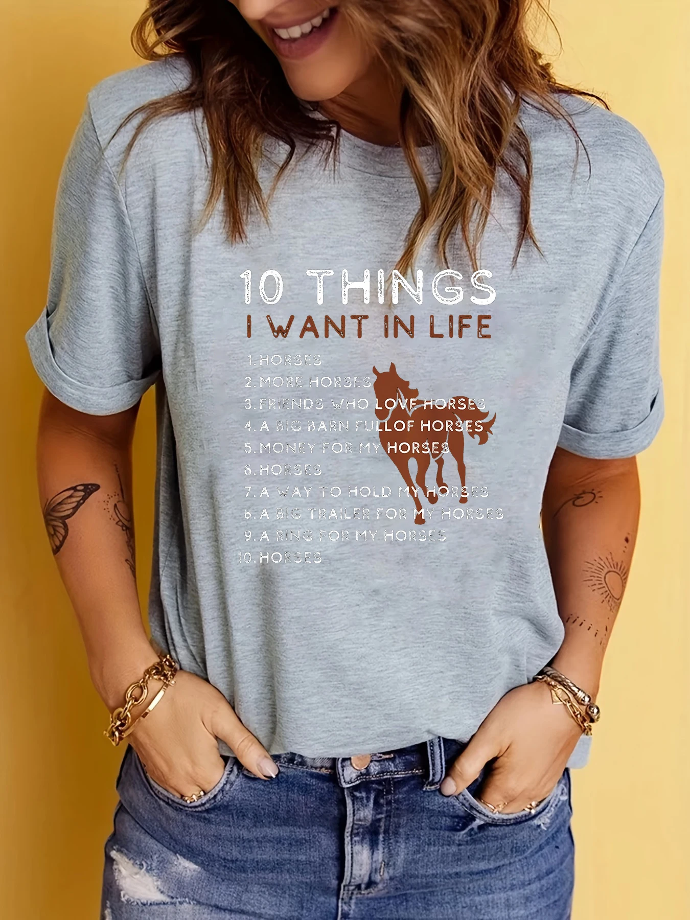 Things I Want In My Life Short Sleeve Casual Fashion Women T-Shirt Pattern Women\'s Summer Printed T Shirt Femminile Tee Tops