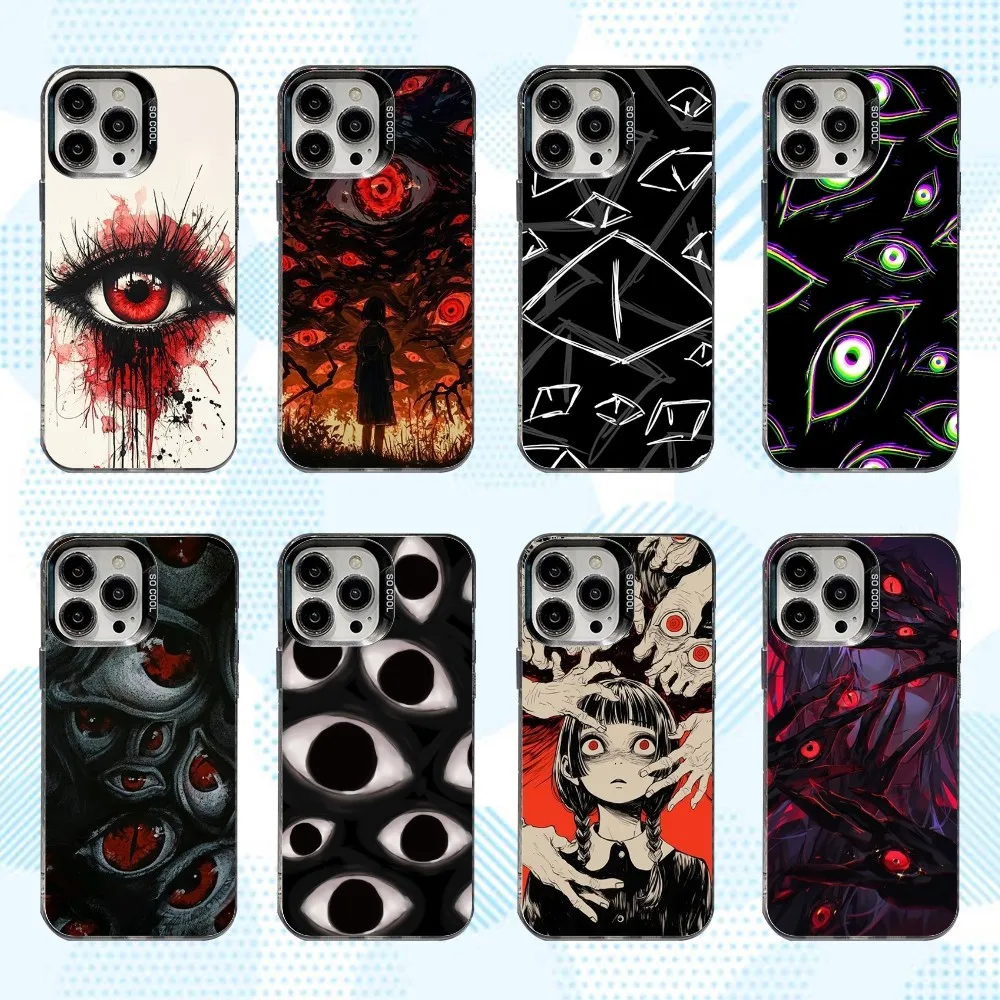 

Scary Eyes Art Painting Phone Case For iPhone 16,15,14,13,12,11,Mini,Pro,SE,MAX White Matte Shockproof Cover