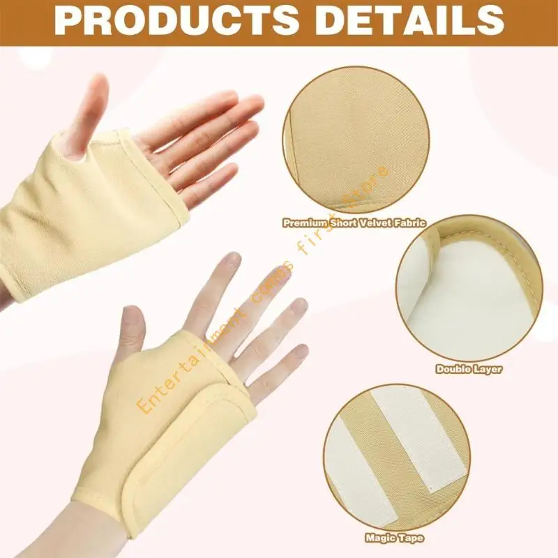 55KD 1 Pair Castors Oil Wraps for Hands Reusable Castors Oil Organic Pack Set Easy to Clean Adjustable Hand Castors Oil Pad
