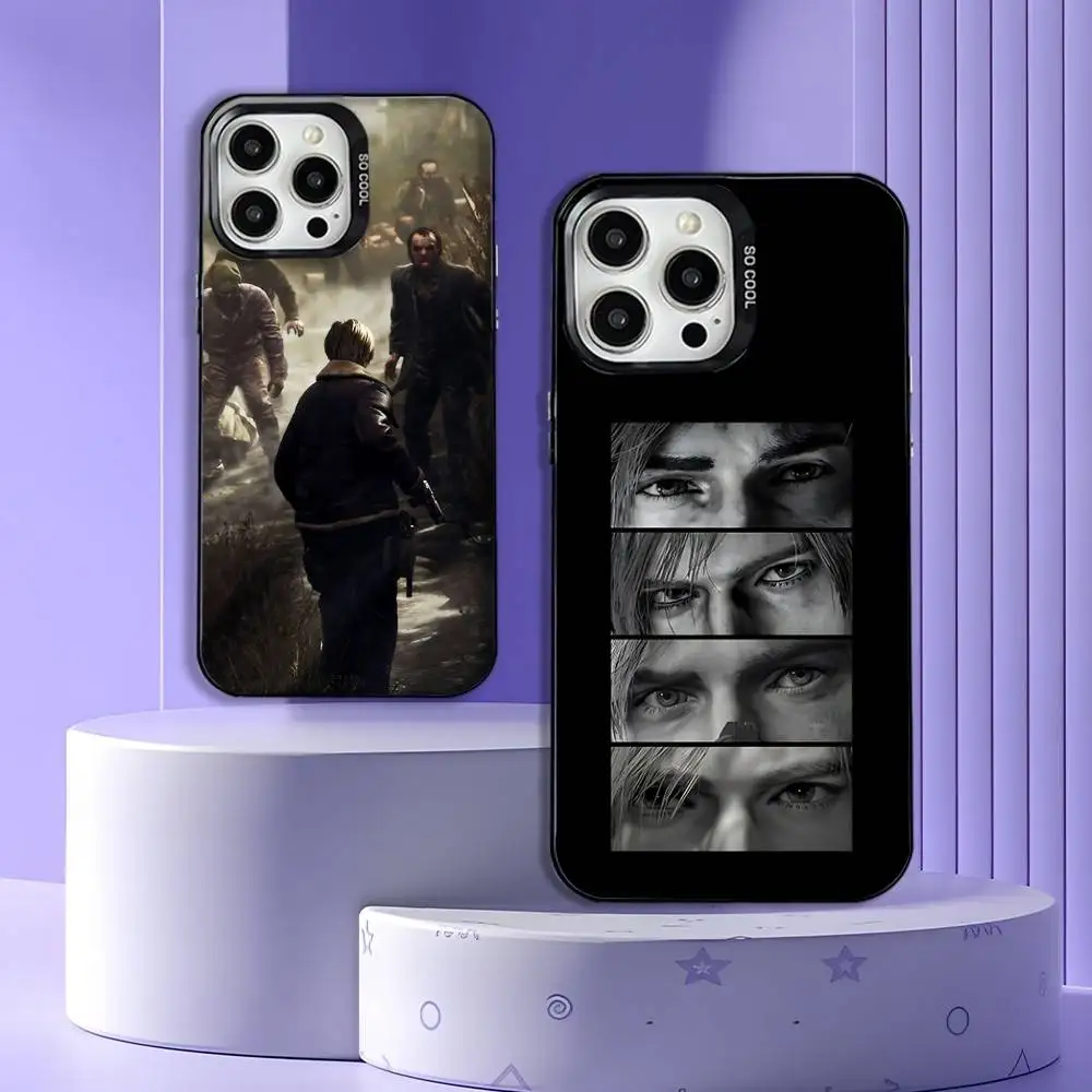 

L-Leon Scott Kennedy RE4 Phone Case For iPhone 17,16,15,14,13,12,11,Pro,Max,Plus,E,Air,Mini Black Tpu Cover