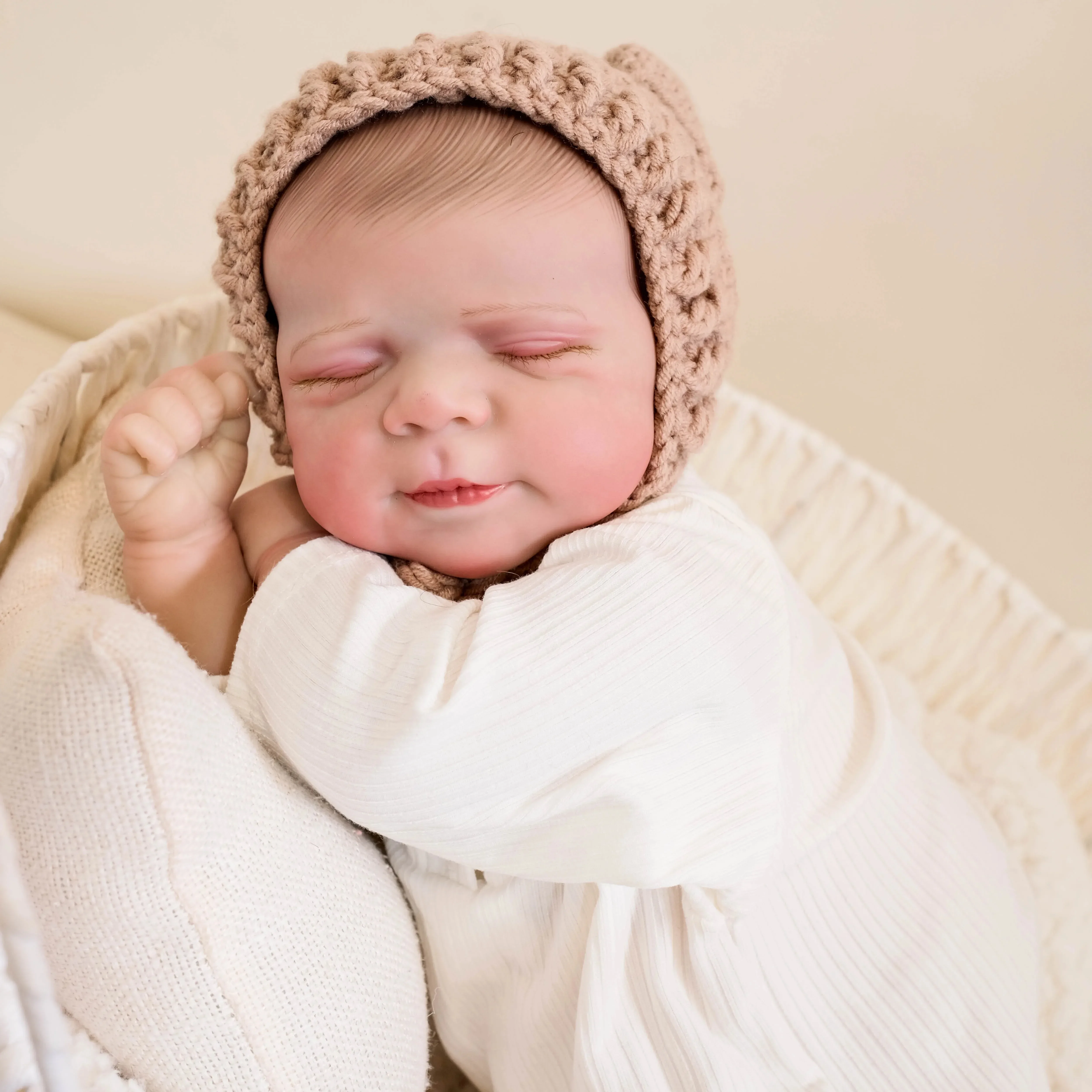 19inch Pascale Soft Cloth Body Sleeping Reborn Baby Doll with 3D Skin Multiple Layers Painting Visible Veins Hand Painted Hair