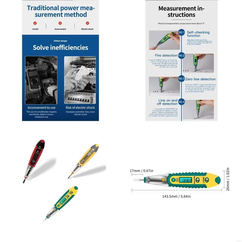 

H58C Test Pen Tester Pencil Non-Contact Electrical Detector Pen AC/for DC 12-250V Screwdriver Electrical Test