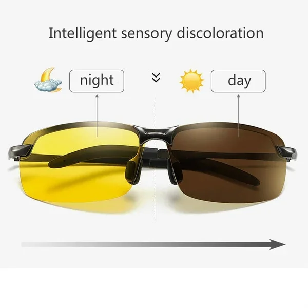 Glasses Men Polarized Sunglasses Color Changing Sunglasses Day and Night Dual-use Driver Driving Glasses Night Vision Fishing