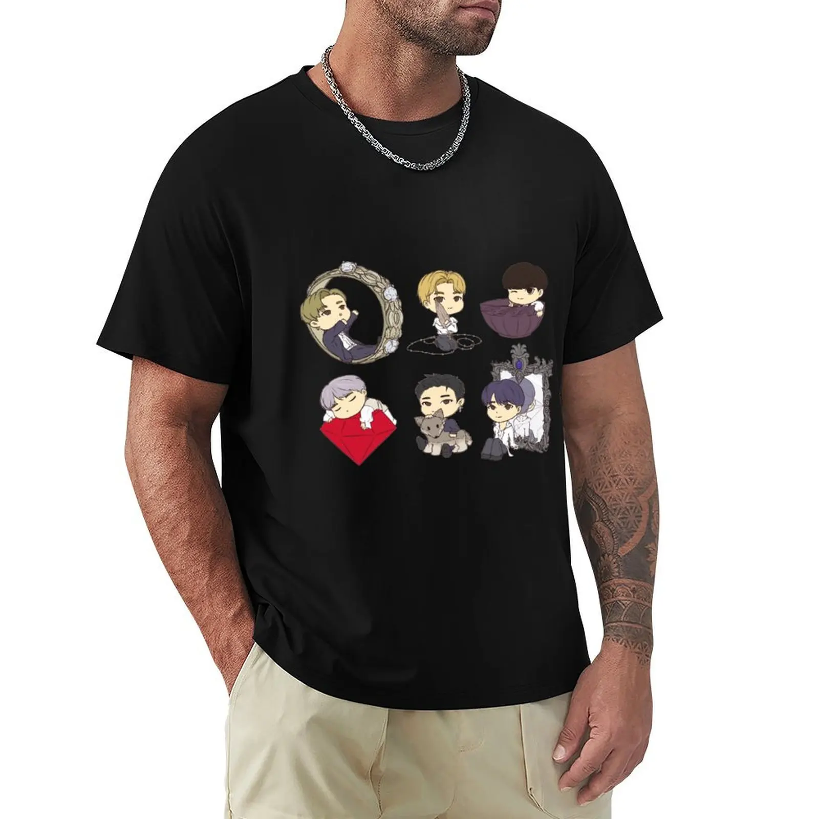 

ONEUS Twilight Chibis T-Shirt croswit shirt man funny gifts tops graphic shirts fitted t shirts for men