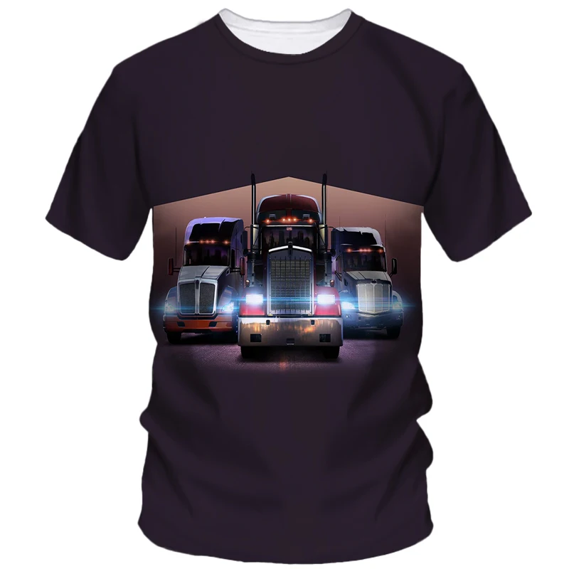 Truck Pattern 3D print set Hip Hop Summer Men\'s Truck Driver T-shirt Short Sleeve Creative Harajuku casual loose quality top