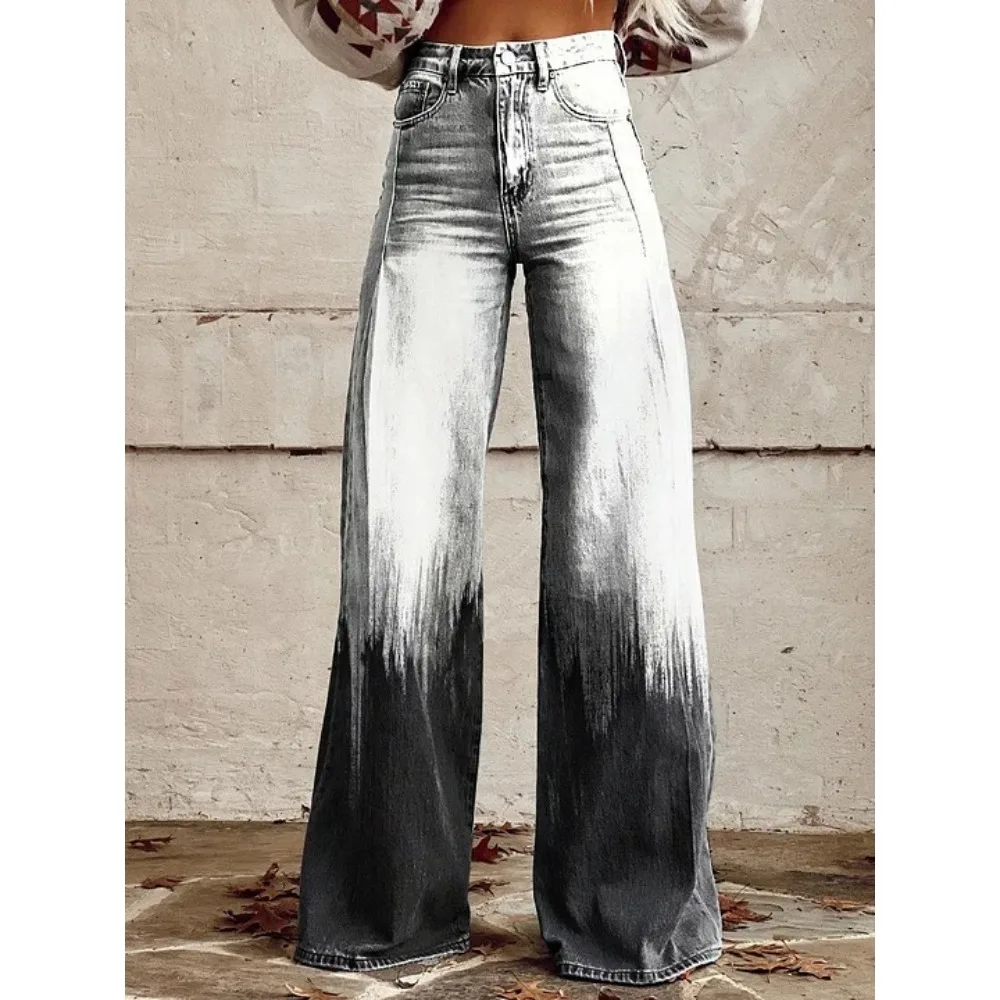 Damen Leopardenmuster Weite Hose mit Hoher Taille Baggy Y2K Vintage Streetwear Hose Locker Sitzende Lässige Tierdruck-Hose – Detail 16