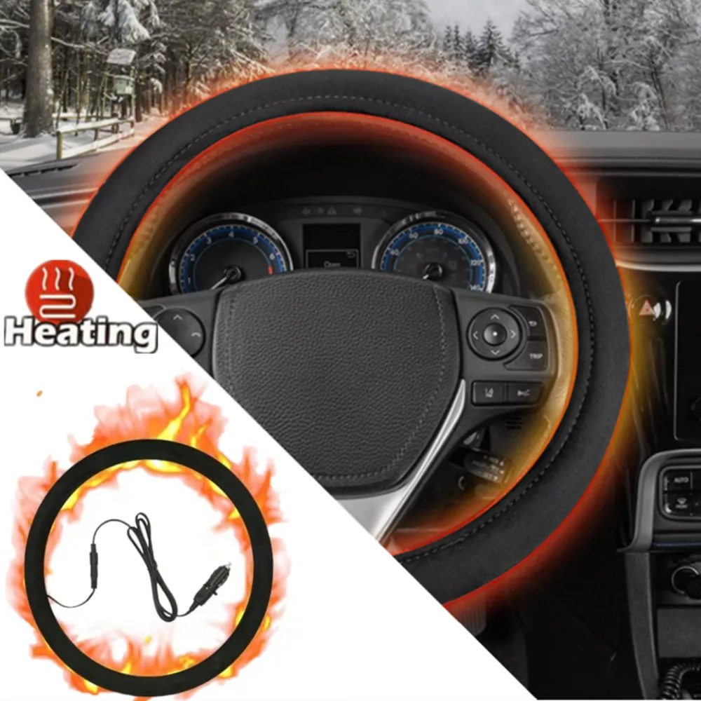 

Universal Winter Steering Wheel Cover Electrical Heated Car Steering Wheel Protector 30CM Warm Handlebar Cover Auto Interior