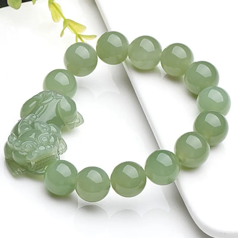 

Natural Hetian Men's and Women's Greenish White Pi Xiu Single Circle Jade Bracelet