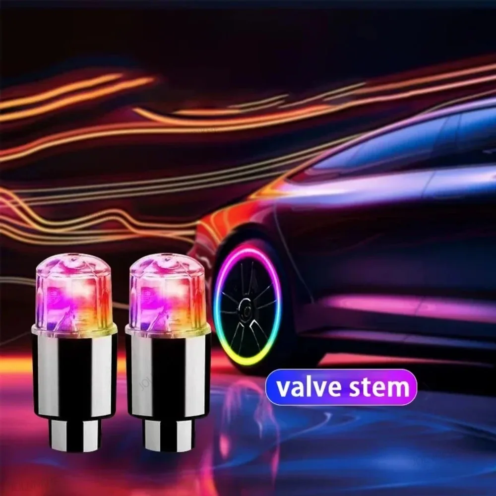 Valve Caps Colorful LED Car Tire Car Motorcycle Cycling Wheel Lantern Spokes Hub Tyre Lamp Wheel Caps Auto Tyre Accessories