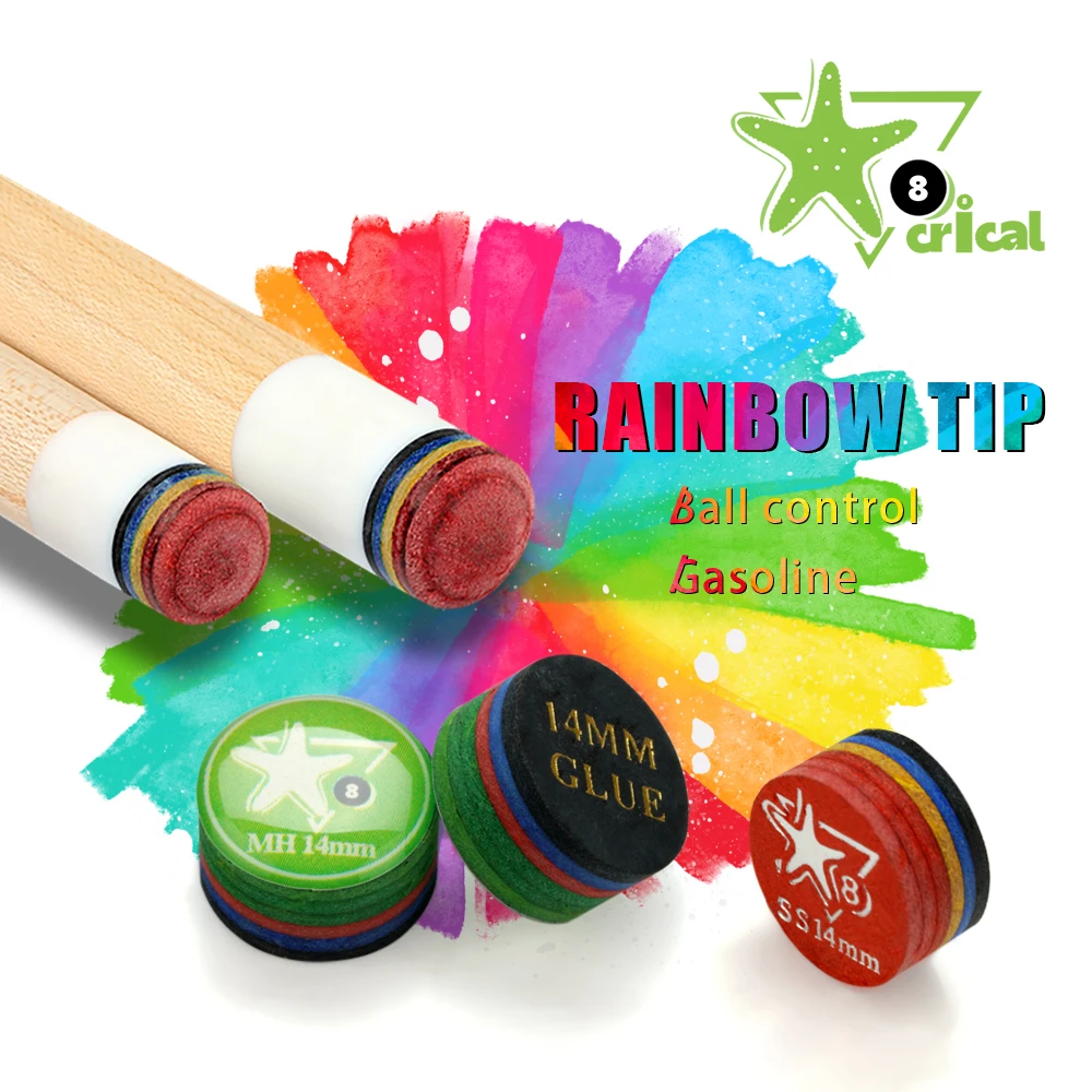 

Rainbow Billiards Tips Crical 11mm/14mm Pool Cue Tip 6 Layers Pigskin Billiard Cue Tip Billiard Accessories SX/SS/S/M/MH