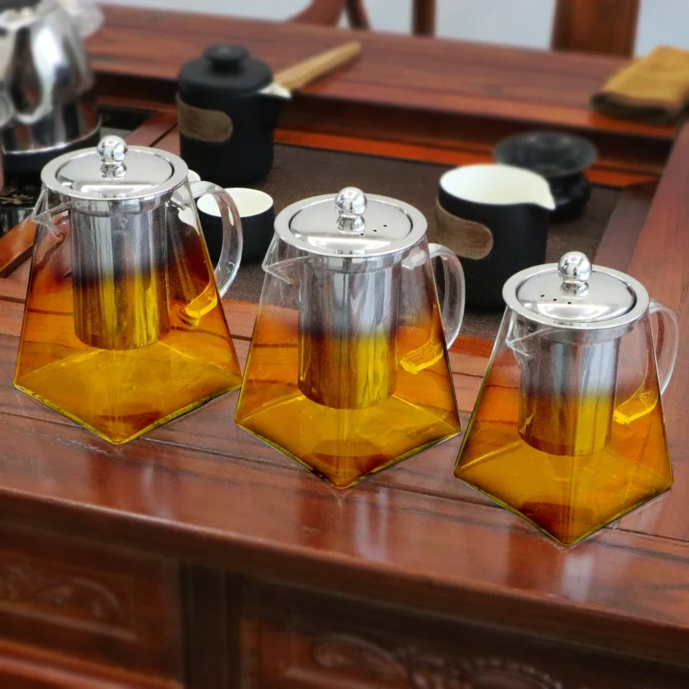 Stainless Steel Heat-resistant household tea bowl transparent kettle glass tea pot tea machine, 550, 750, 950ML