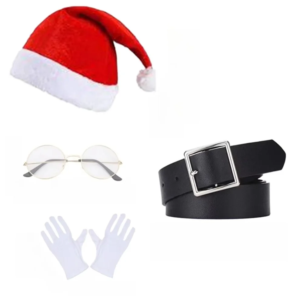 

PESENAR Christmas-themed outfit that includes a Santa hat round glasses etc Perfect for a Christmas party