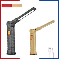 COB Magnetic Foldable Auto Repair Work Light - Multi-Function Super Bright Flashlight, Rechargeable, Portable Red Alert